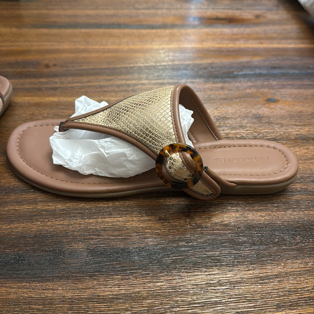 Aerosoles Clarity Thong Sandal Gold Snake size 10.5 - Picture 2 of 4